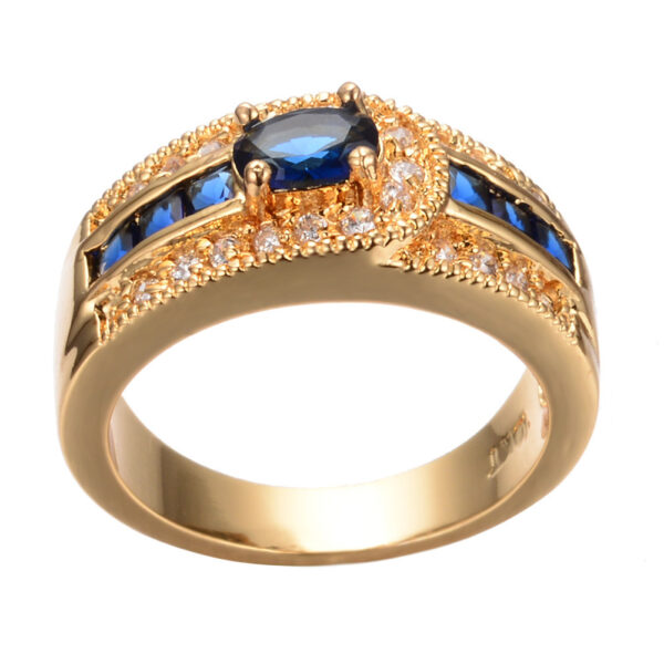 Fashion OL Women's 18k Plated Blue Zircon Ring - Image 3